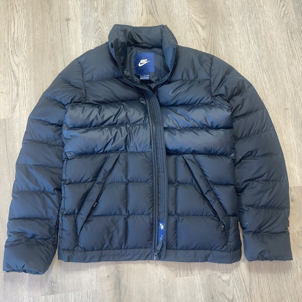 Nike Puffer Jacket Size S Black 650 Therma Fit Down Full Zip 626912-010